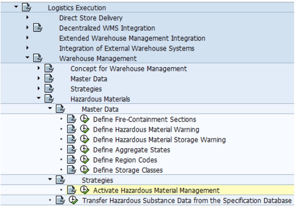 SAP hazardous material configuration